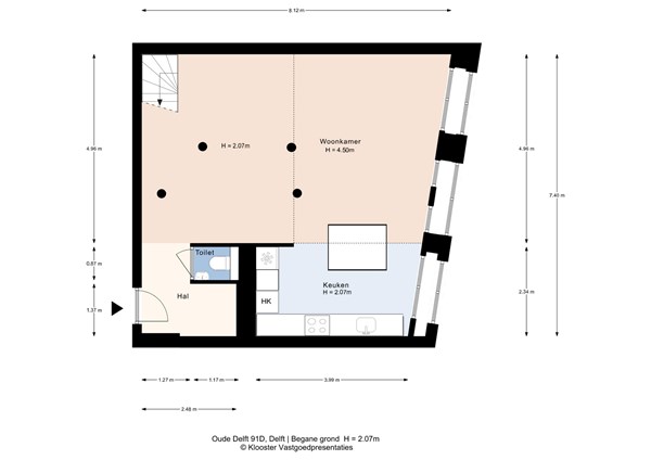 Plattegrond - Oude Delft 91D, 2611 BD Delft - Begane grond.jpg